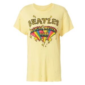 MadeWorn Beatles Magical Mystery Tour Top Size XS Yellow Distressed Graphic Tee